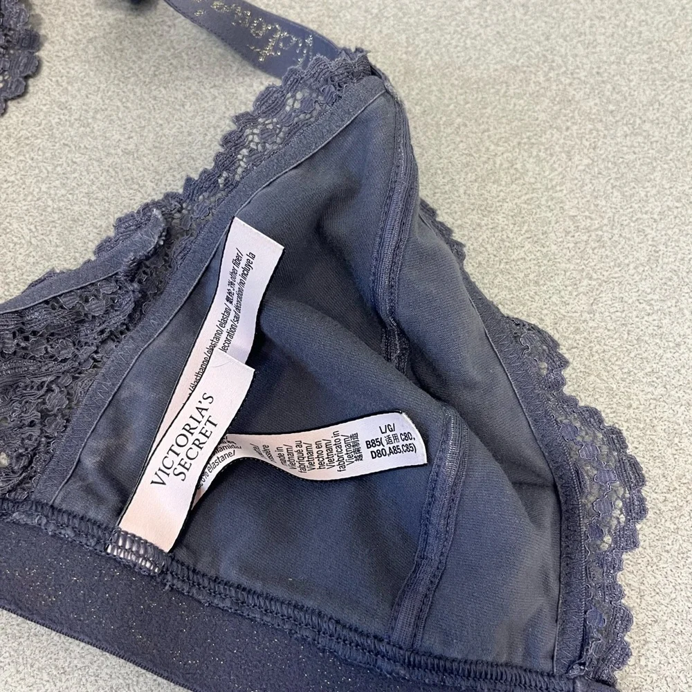 Victoria's Secret Lace Bralette - Charcoal Gray Sz L